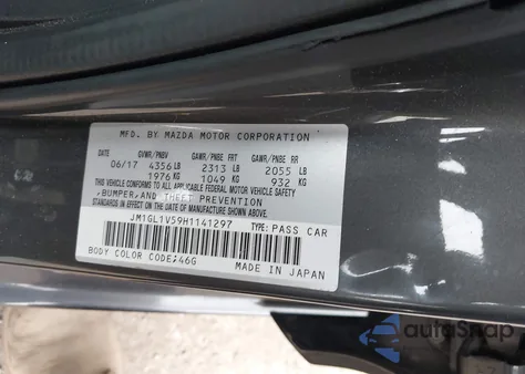 2017 Mazda Mazda6 Touring from USA, damaged, VIN JM1GL1V59H1141297